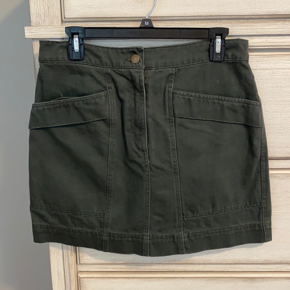 H & M olive color denim mini skirt